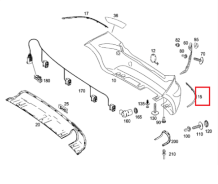 NEW MB B W245 REAR BUMPER CHROME MOULDING LEFT TRIM A1698851921 ORIGINAL