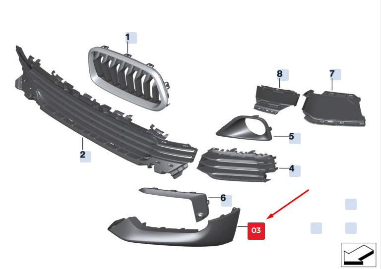 new bmw x2 f39 front right bumper trim 51117445092 7445092 original
