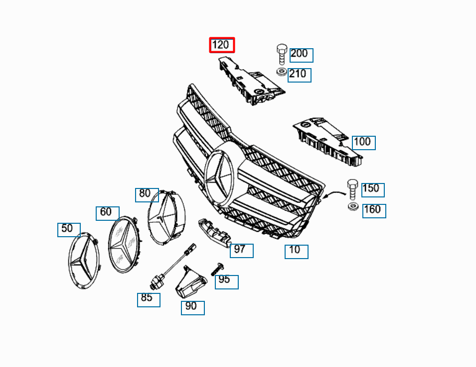 NEW MB GLK X204 FRONT RADIATOR GRILLE BRACKET RIGHT A2048851036 ORIGINAL