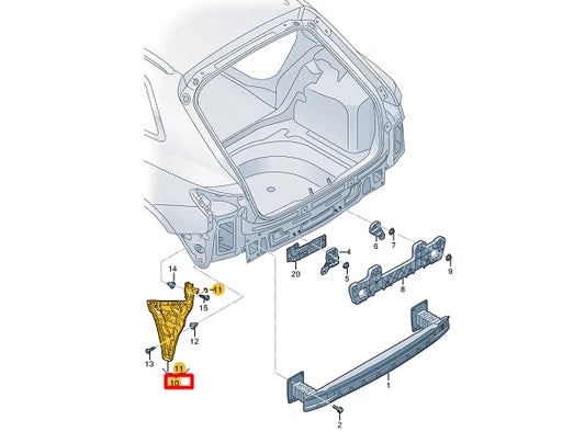 NEW AUDI A3 SPORTBACK 8YA REAR LEFT BUMPER BRACKET 8Y5807377 ORIGINAL