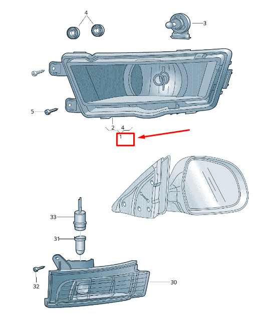 new skoda rapid nh front right fog light 60u941700 original