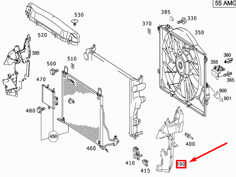 new mercedes-benz sl r230 amg left air baffle a2305050730 original