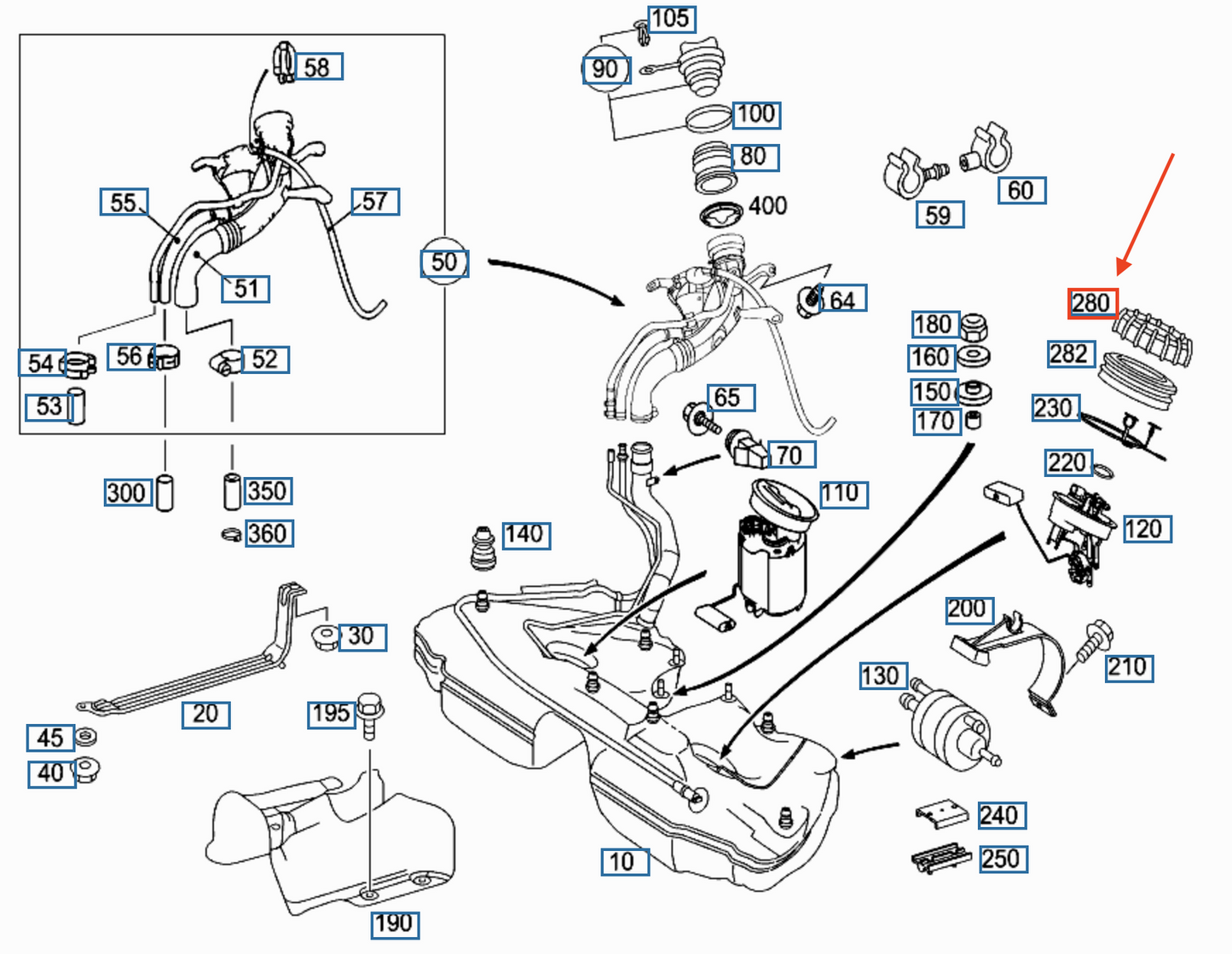 NEW MERCEDES-BENZ C W203 FUEL PUMP LOCK RING A0019908054 ORIGINAL