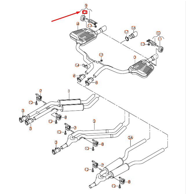 new audi a6 c6 exhaust system holder 4f0253147 original