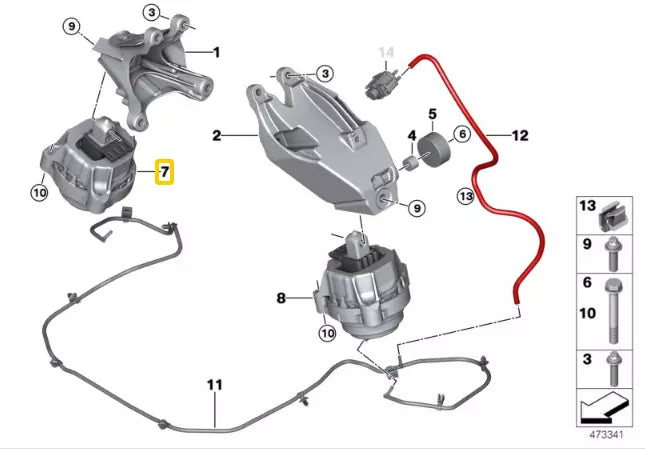 NEW BMW 5 G30 RIGHT SIDE ENGINE MOUNT 22116860500 6860500 ORIGINAL