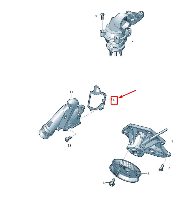 NEW VW TOUAREG 7P MK2 COOLANT FLANGE GASKET 06E121139H ORIGINAL