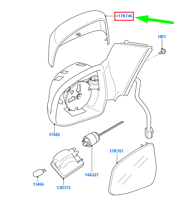 new ford mondeo mk4 front left door mirror housing cover 1483703 original