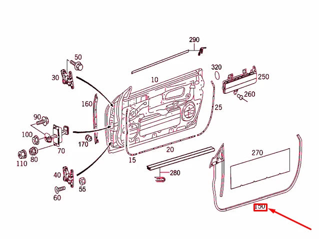 NEW MB CLK C209 FRONT LEFT DOOR BONDED SEALING FRAME A2097200178 ORIGINAL