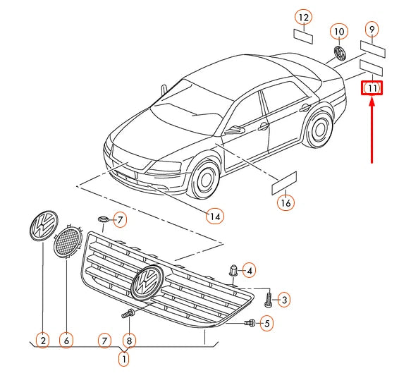 NEW VOLKSWAGEN PHAETON 3D CHROME W12 INSCRIPTION 3D0853675S739