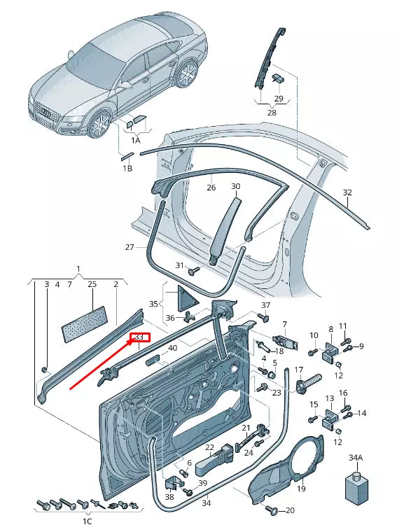 NEW AUDI A7 SPORTBACK 4G FRONT RH INNER WINDOW APERTURE SEAL 4G8837480K ORIGINAL