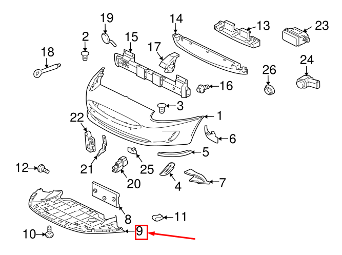 new jaguar xk coupe x150 front bumper undertray c2p15023 original
