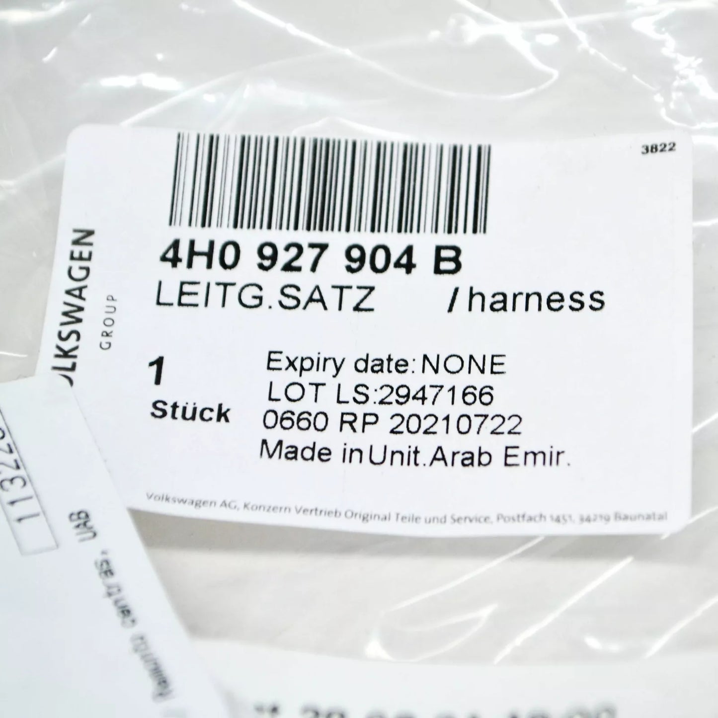 NEW AUDI A8 S8 4H FRONT ABS SPEED SENSOR WIRING HARNESS 4H0927904B