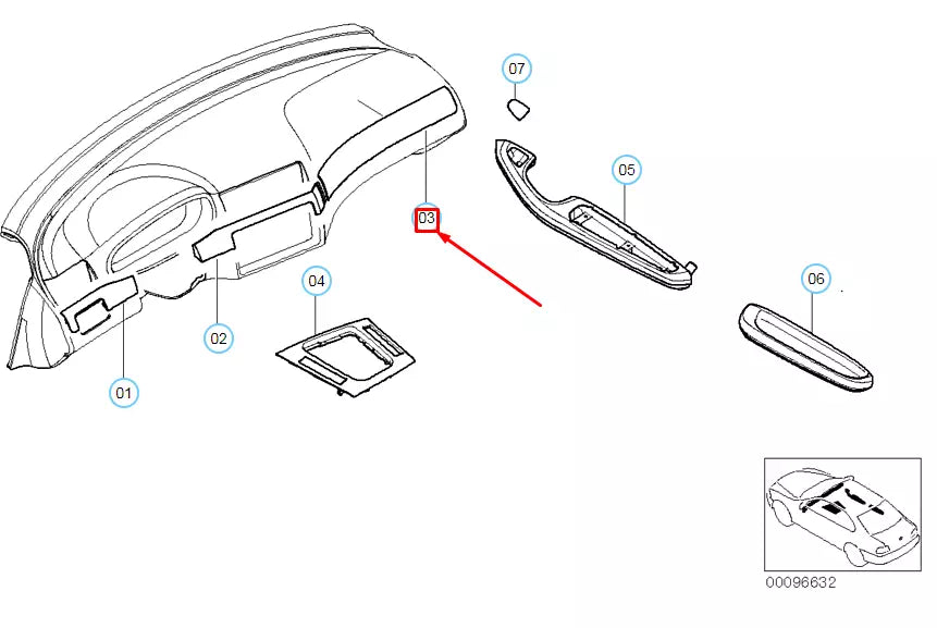 NEW BMW 3 COUPE E46 RIGHT DASHBOARD DECOR STRIP LHD 51457904348 ORIGINAL