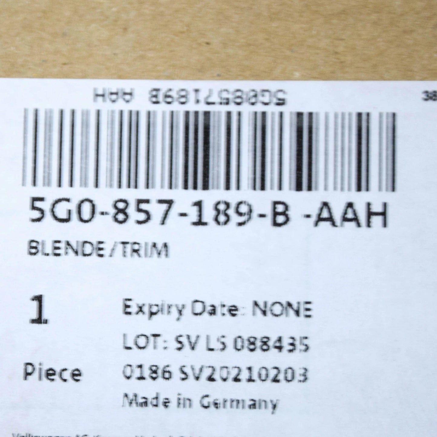 NEW VOLKSWAGEN GOLF MK7 5G DASH INSTRUMENT CLUSTER TRIM 5G0857189BAAH