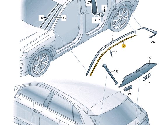 NEW AUDI Q8 RSQ8 4MN LEFT ROOF SEAL 4M8854543B ORIGINAL