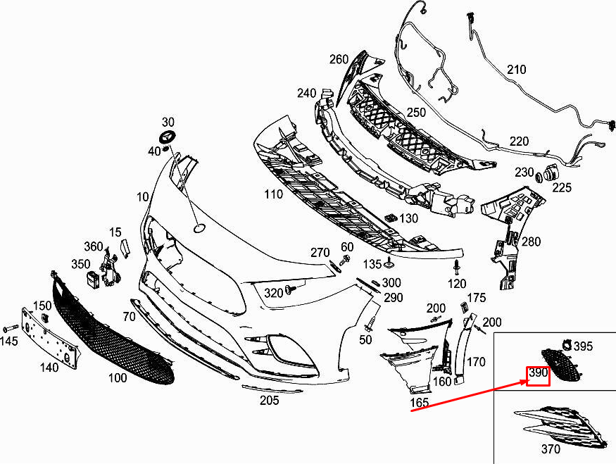 NEW MERCEDES-BENZ A W177 FRONT LEFT BUMPER GRILL A1778853100 ORIGINAL