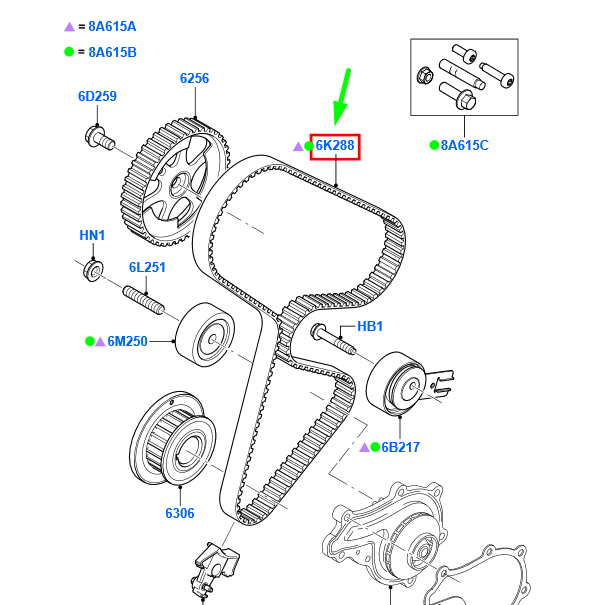new ford fiesta mk6 timing belt 2s6q-6k288-ac 1489119 original