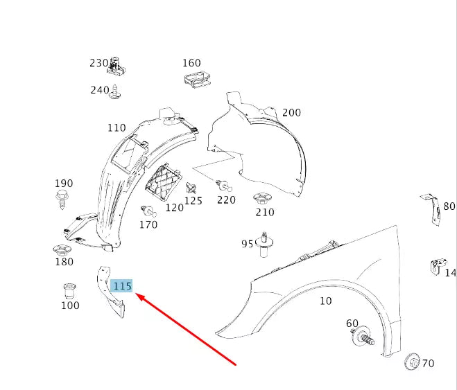 NEW MERCEDES-BENZ R W251 FRONT RIGHT WHEEL ARCH COVER A2518840222 ORIGINAL
