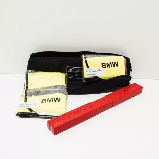 BMW MINI FIRST AID EMERGENCY KIT BAG WITH WARNING VESTS 2210667 NEW