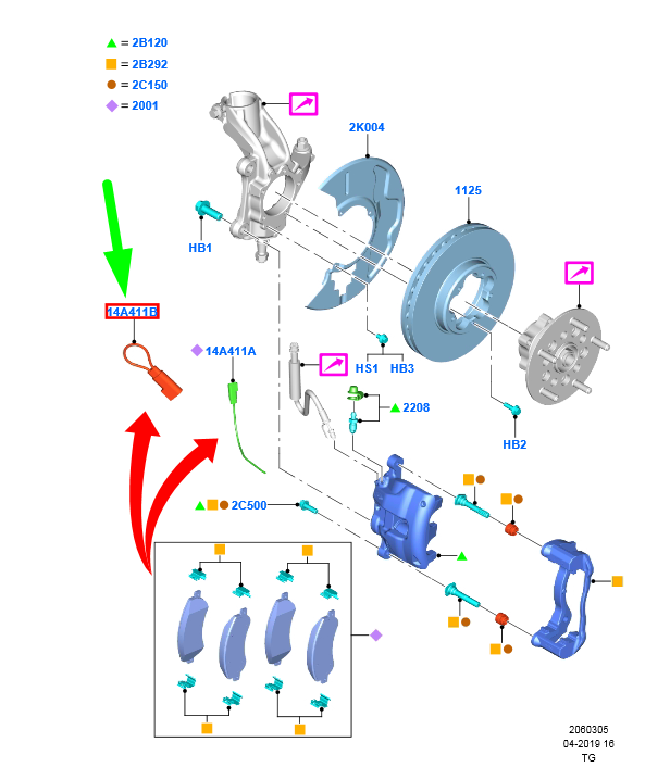 new ford transit mk4 front brake disc wire assy 6c1t-2n248-aa 1535358 original
