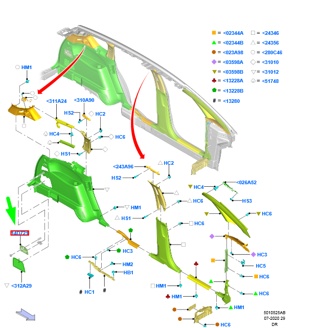 new ford galaxy mk3 load compartment left bezel 2204096 original