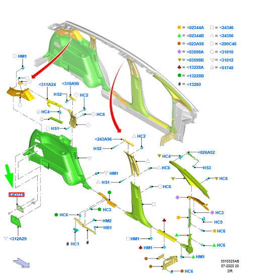 new ford galaxy mk3 load compartment left bezel 2204096 original