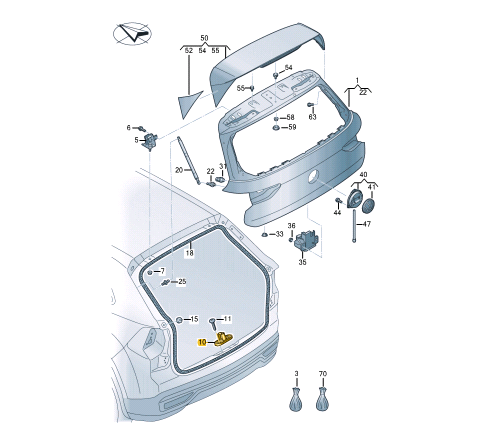 NEW VOLKSWAGEN GOLF MK8 CD1 LIFTGATE LOCK STRIKER PLATE LOWER 2G6827517A