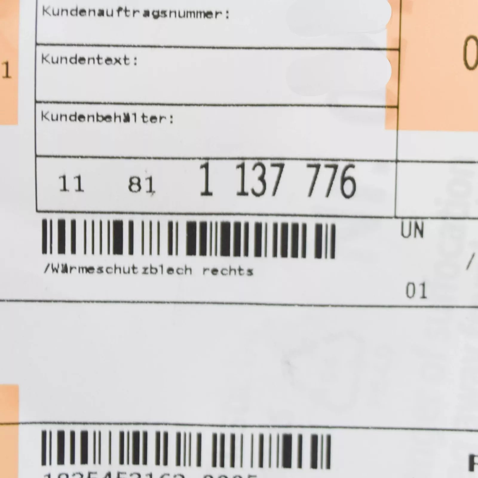 NEW BMW 3 E36 ENGINE SUSPENSION RIGHT HEAT PROTECTION PLATE 11811137776 ORIGINAL