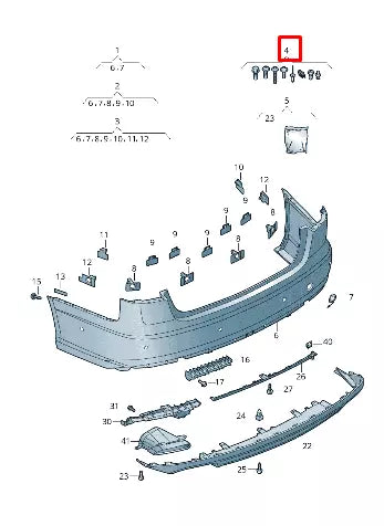 NEW AUDI A6 AVANT C7 REAR BUMPER FIXING SET 4G0098627A