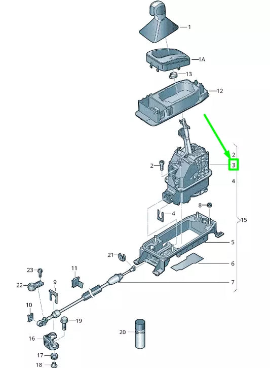 NEW VOLKSWAGEN PASSAT B8 3G GEAR SHIFTING MECHANISM LHD 5Q2713059N ORIGINAL