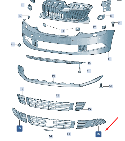 new skoda fabia mk3 front left grille bumper trim cap 6v08073679b9 original