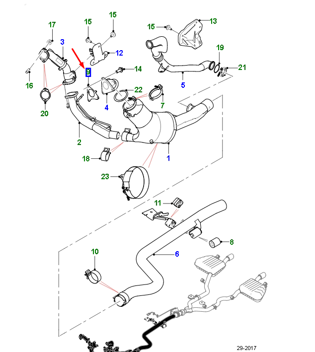 new jaguar f-pace x761 left turbo to downpipe gasket c2d43090 original