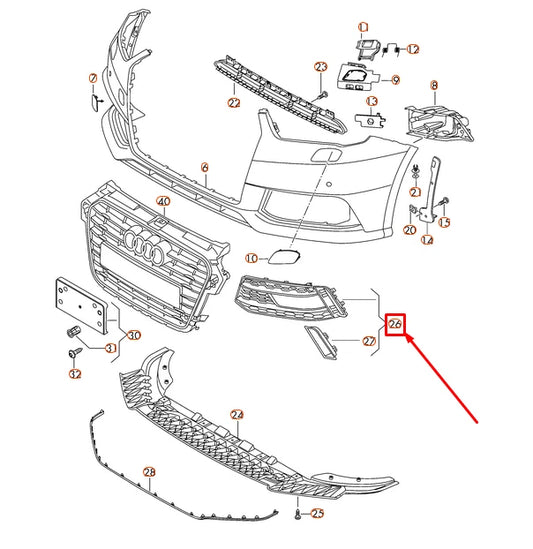 NEW AUDI A1 8X FRONT BUMPER RIGHT FOG LIGHT GRILL 8XA807648A1RR
