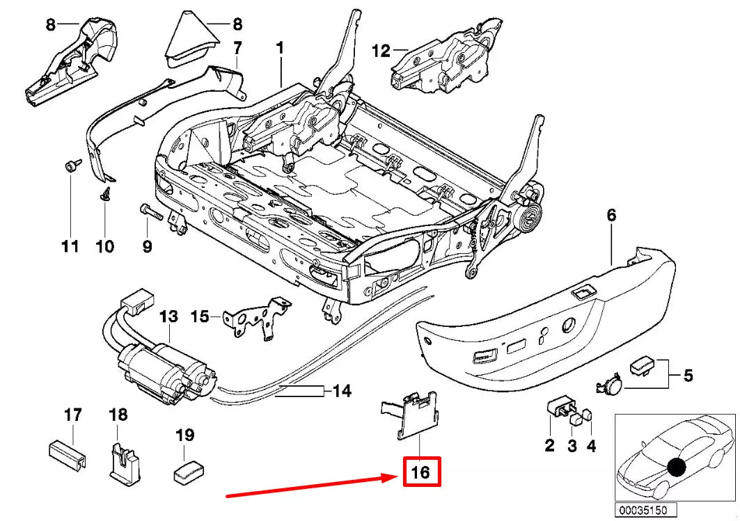NEW BMW 5 E39 RIGHT ELECTRIC SEAT CARRIER PLATE 52108207406 8207406 ORIGINAL