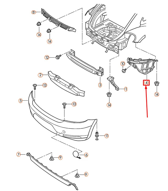 NEW VOLKSWAGEN BEETLE A5 REAR BUMPER LEFT GUIDE BRACKET 5C5807393F