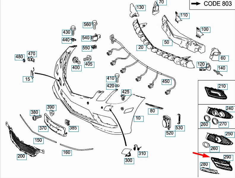 NEW MERCEDES-BENZ E-CLASS COUPE C207 FRONT LEFT GRILL A2078850753 ORIGINAL