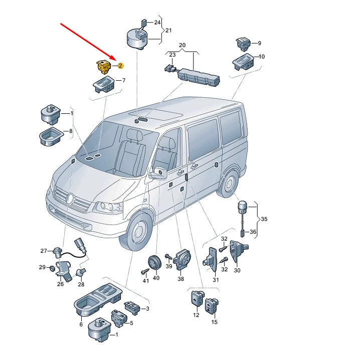 NEW VW TRANSPORTER T5 FRONT RIGHT DOOR WINDOW SWITCH LHD 7E0959855D9B9