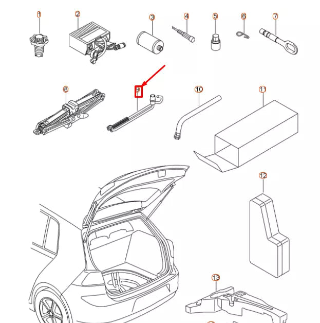NEW VOLKSWAGEN GOLF MK7 VEHICLE LIFTING JACK CRANK ARM 5Q0011221 ORIGINAL