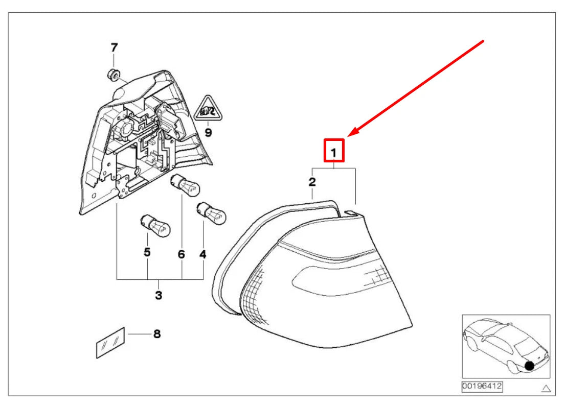 NEW BMW 3 CABRIO E46 REAR LEFT TAILLIGHT 63216900473 6900473 ORIGINAL