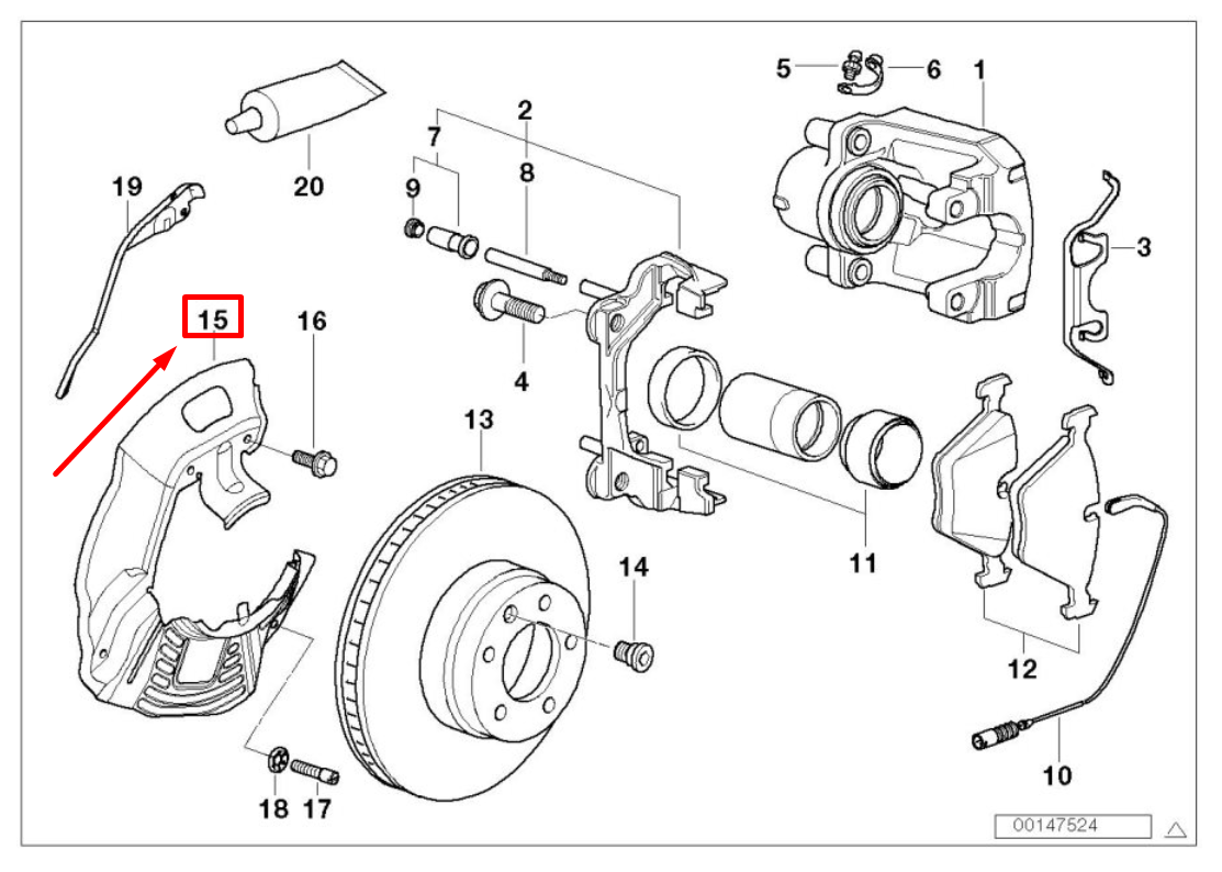 new bmw 5 e39 front left brake disc protection 1162569 34111162569 original