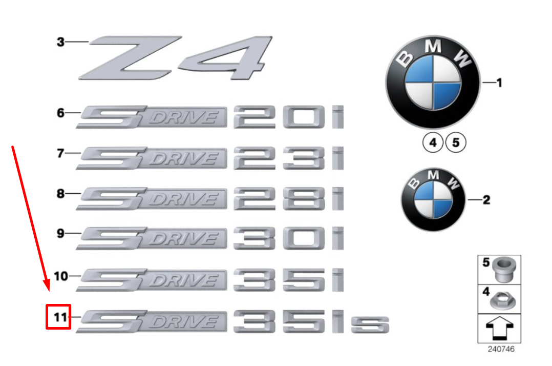 new bmw z4 e89 lettering badge emblem body panel 51147221375 7221375 original