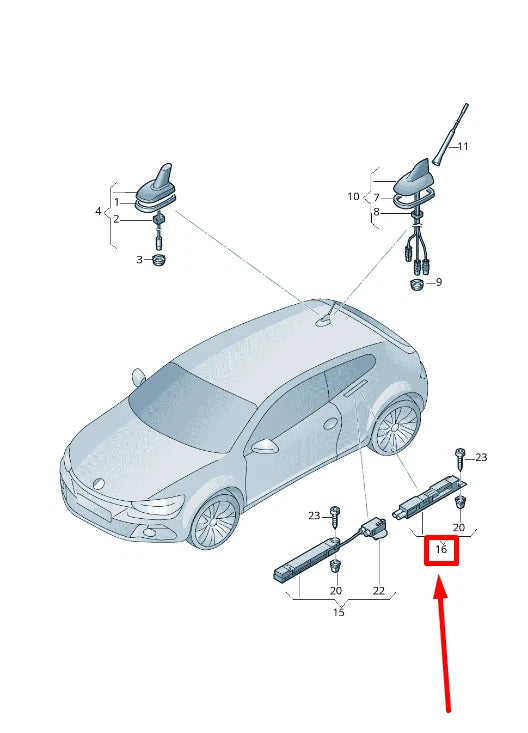 NEW VW SCIROCCO 137,138 LEFT ANTENNA AMPLIFIER 1K8035552C ORIGINAL