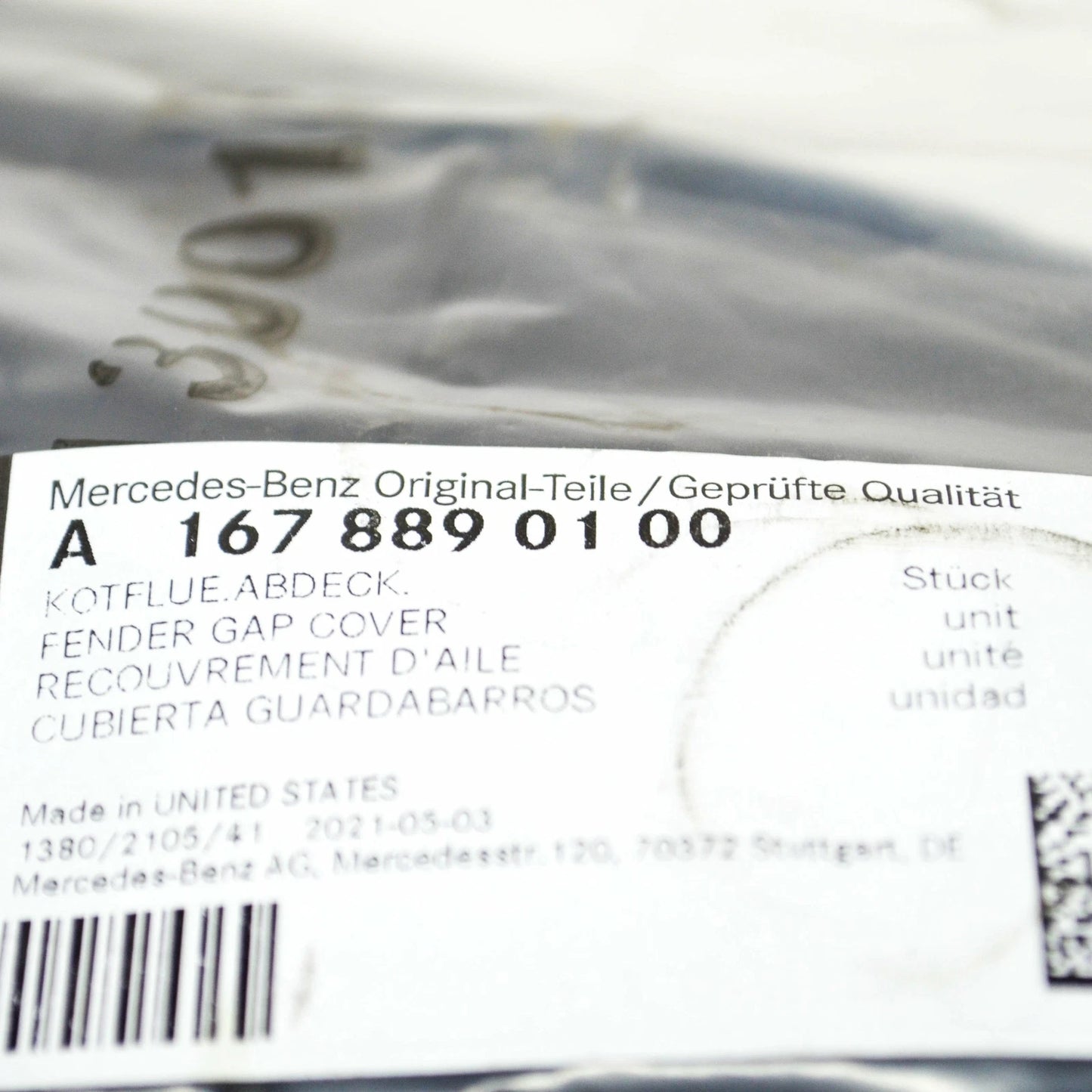 NEW MB GLE W167 FRONT RIGHT FENDER WING PLASTIC SEAL A1678890100 ORIGINAL