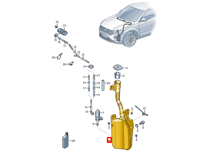 new volkswagen t-roc a11 window washer reservoir tank 2ga955453d original