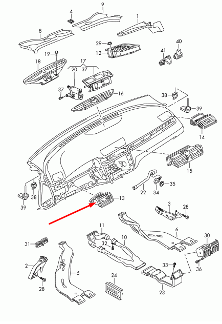 new volkswagen passat b6 dashboard right air vent rhd 3c2819702e1qb original