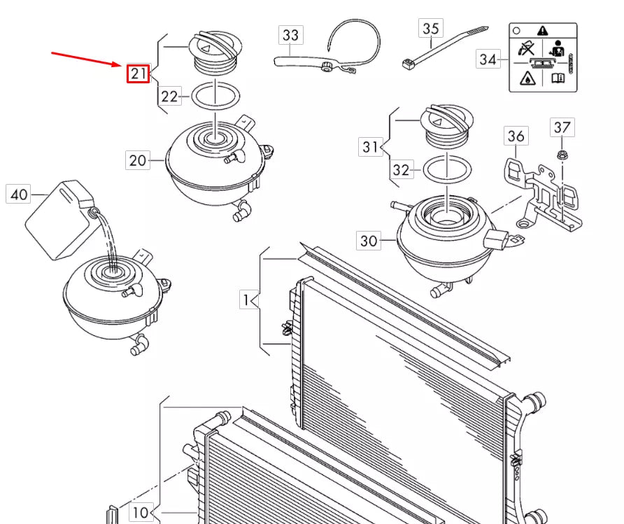 NEW AUDI A3 8V COOLANT EXPANSION TANK CAP 2Q0121321A
