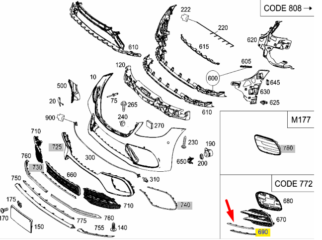 NEW MERCEDES-BENZ S-CLASS W222 FRONT BUMPER LEFT BOTTOM TRIM A2228853701