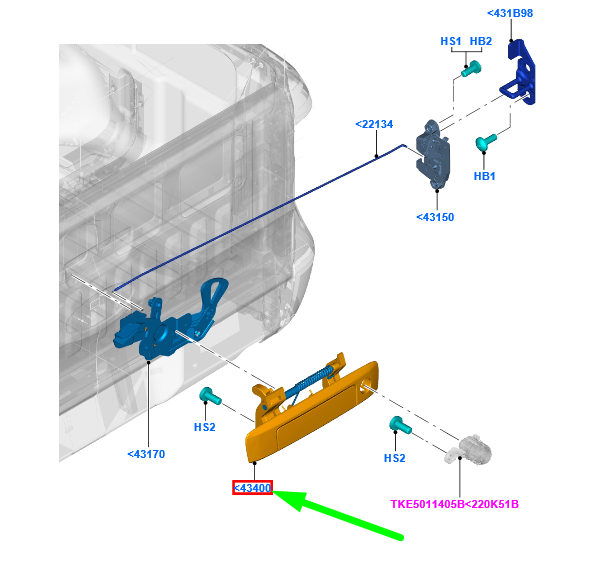 new ford ranger t6 mk1 tailgate handle 2381945 eb3b-2143836-aa5uaw original