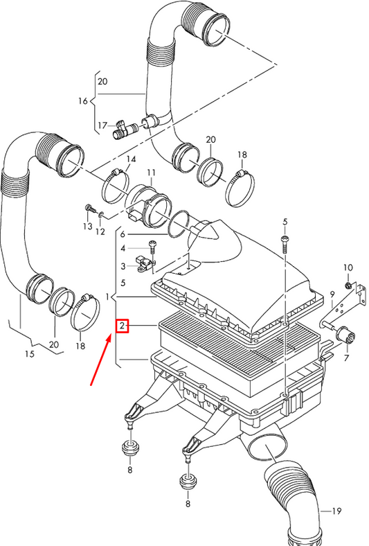 new volkswagen crafter 30-35 2e air filter 2e0129620d original