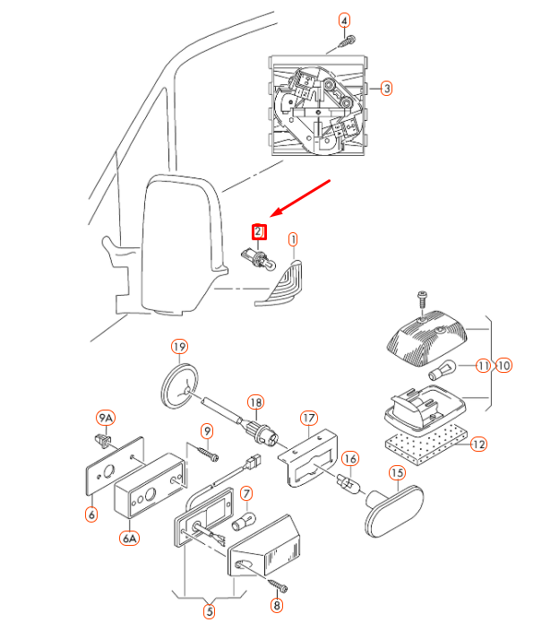 new vw crafter mk1 2f door mirror turn signal bulb with socket 2e0945981